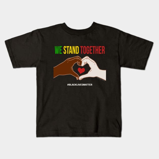 We Stand Together Heart Hands Kids T-Shirt by Jitterfly